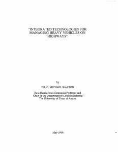 &#34;INTEGRATED TECHNOLOGIES FOR MANAGING HEAVY VEHICLES ON HIGHWAYS&#34; by