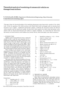 Theoretical analysis of wandering of commercial vehicles on damaged surfaces