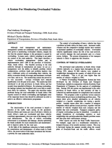 A System For Monitoring Vehicles Paul Anthony Nordengen Michael Charles Hellens