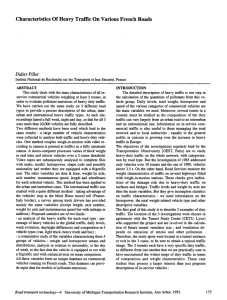 Characteristics Of Heavy Traffic On Various French Roads Didier Pillot ABSTRACT INTRODUCTION