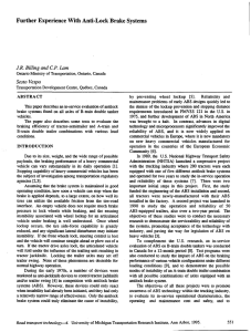 Further Experience With Anti-Lock Brake Systems Sesto Vespa ABSTRACT