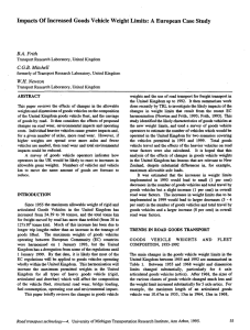 Impacts Of Increased Goods Vehicle Weight Limits: A European Case... B.A.  Frith CG.B. Mitchell