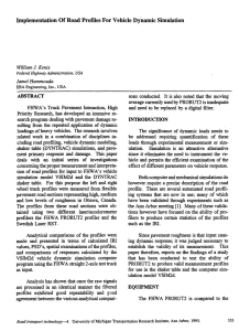 Implementation Of Road Profiles For Vehicle Dynamic Simulation ABSTRACT