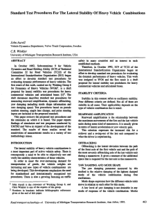 Standard Test Procedures For The Lateral Stability Of Heavy Vehicle ... lohnAurell Winkler CB.