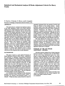 Statistical And Mechanical Analyses Of Brake Adjustment Criteria For Heavy Trucks