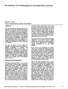 The Operators' View Of Emerging Size And Weight Policy Europe In K.