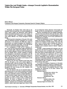 Vehicle Size And Weight Limits-Attempts Towards Legislative Harmonisation Robert Missen