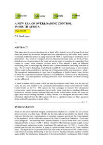 A NEW ERA OF OVERLOADING CONTROL IN SOUTH AFRICA P A Nordengen