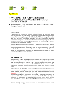 • • “WIMLINK” - THE FULLY INTEGRATED INFORMATION MANAGEMENT SYSTEM FOR WEIGH-IN-MOTION