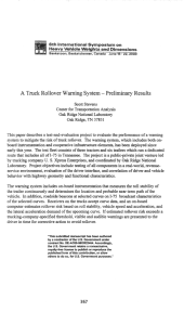 A Truck Rollover Warning System - Preliminary Results Vehicl$ 6th Intornational Symposium Heavy