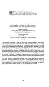 Improving Truck Exposure for Safety Analysis Potential Short-Term and Lo g-Term Solutions :