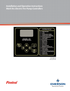 Installation and Operation Instructions Mark II Electric Fire Pump Controllers XG