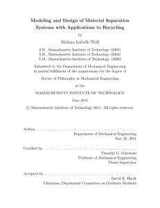 Modeling and Design of Material Separation Systems with Applications to Recycling