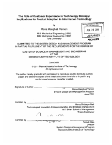 The  Role  of Customer  Experience  in Technology... Implications for Product Adoption in  Information  Technology