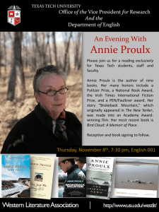 Annie Proulx An Evening With  of the