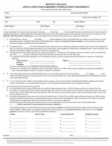 BOSTON COLLEGE APPLICATION FOR HARDSHIP/UNEMPLOYMENT DEFERMENT Name