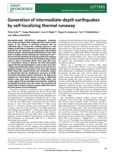 Generation of intermediate-depth earthquakes by self-localizing thermal runaway LETTERS *