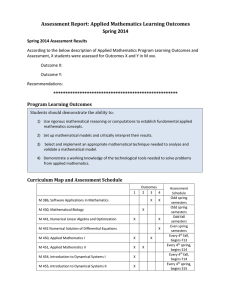 Assessment Report: Applied Mathematics Learning Outcomes Spring 2014