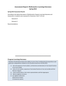Assessment Report: Mathematics Learning Outcomes Spring 2014