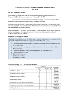 Assessment	Report:	Mathematics	Learning	Outcomes Fall 2014 