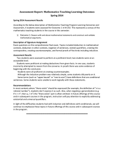Assessment Report: Mathematics Teaching Learning Outcomes Spring 2014