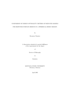 COMPARISON OF DESIGN OPTIMALITY CRITERIA OF REDUCED MODELS