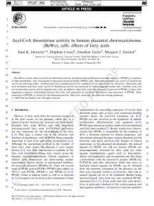 Acyl-CoA thioesterase activity in human placental choriocarcinoma
