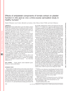 Effects of antiplatelet components of tomato extract on platelet