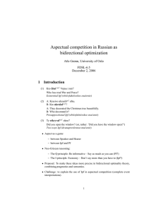 Aspectual competition in Russian as bidirectional optimization 1 Introduction