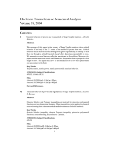 Electronic Transactions on Numerical Analysis Volume 18, 2004 Contents