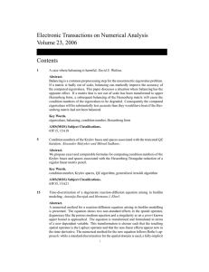 Electronic Transactions on Numerical Analysis Volume 23, 2006 Contents