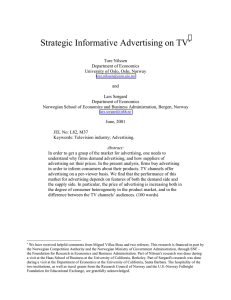 Strategic Informative Advertising on TV