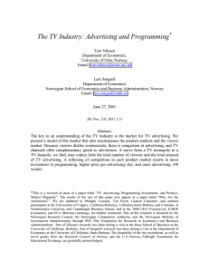 The TV Industry: Advertising and Programming *