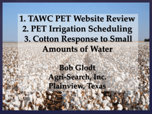 1. TAWC PET Website Review 2. PET Irrigation Scheduling Amounts of Water
