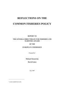 REFLECTIONS ON THE COMMON FISHERIES POLICY