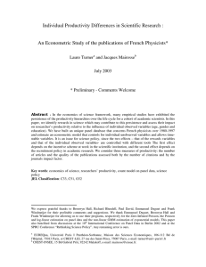 Individual Productivity Differences in Scientific Research :