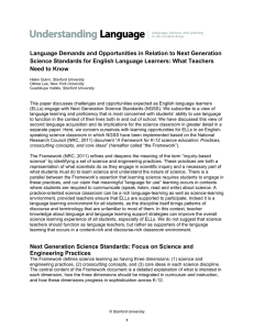 Language Demands and Opportunities in Relation to Next Generation