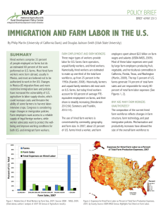 ImmIgratIon and Farm Labor In the U.S. Policy Brief SUMMARY