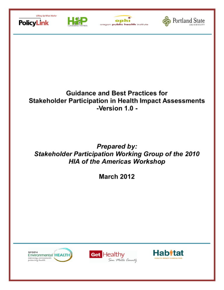 Guidance And Best Practices For Stakeholder Participation In Health ...