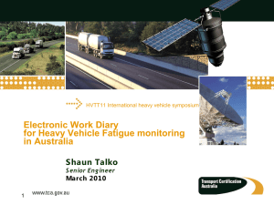 Electronic Work Diary for Heavy Vehicle Fatigue monitoring in Australia