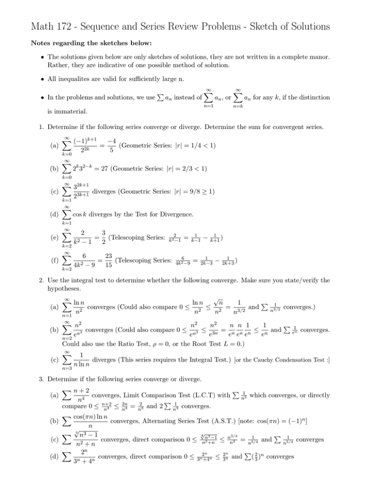 Math 172 Sequence And Series Review Problems Sketch