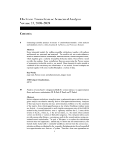 Electronic Transactions on Numerical Analysis Volume 33, 2008–2009 Contents