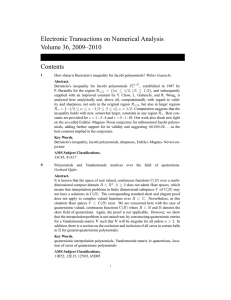 Electronic Transactions on Numerical Analysis Volume 36, 2009–2010 Contents
