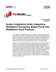 Red books System Integrators Guide: Integrating WebSphere Everyplace Mobile Portal with