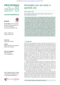 Disentangling taste and toxicity in aposematic prey rspb.royalsocietypublishing.org