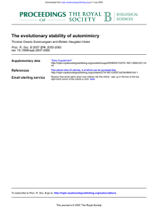 The evolutionary stability of automimicry References , 2055-2063