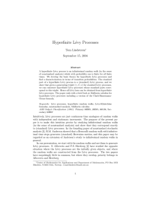 Hyperfinite L´evy Processes Tom Lindstrøm September 15, 2004