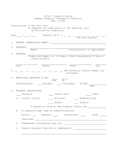 Title V Property Survey Federal Property Information Checklist (Rev. 11/89)