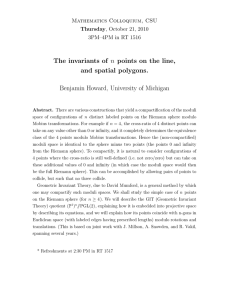 n points on the line, The invariants of and spatial polygons.
