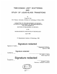 Signature  redacted OF  LIQUID-GLASS TIME-DOMAIN  LIGHT  SCATTERING AND